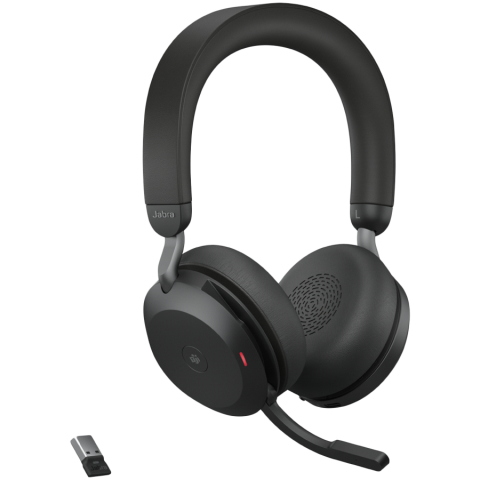 PC/Software/Periferice - JABRA EVOLVE2 75, Link380a MS Stereo Stand Black, EVOLVE2 75 headset Black MS, Link 380 BT adapter USB-A MS, EVOLVE2 75 Deskstand USB-A,1.2m USB-C to USB-A cable, carry pouch, warranty and warning (sa