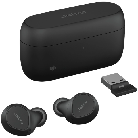 JABRA EVOLVE2 Buds MS, Cradle USB-A MS, Link 380 BT adapter USB-A MS, 30 cm USB-C to USB-A cable, Ear gels, wireless charging pad, warranty [1]