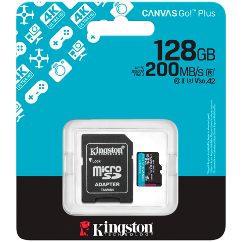 Kingston 128GB microSDXC Canvas Go Plus Gen4 200MB/s A2 U3 V30 Card + Adapter [2]