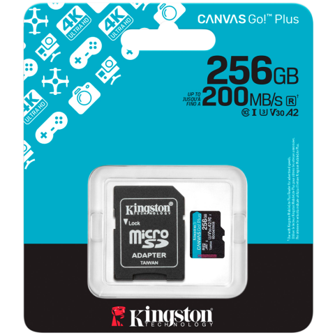 Kingston 256GB microSDXC Canvas Go Plus Gen4 200MB/s A2 U3 V30 Card + Adapter [2]