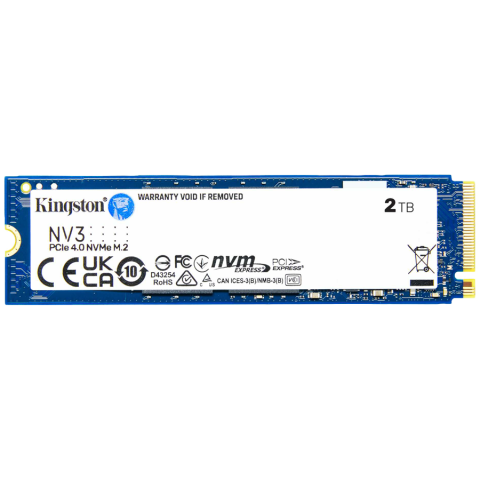 SSD - Kingston 2TB NV3 SSD M.2 2280 PCIe 4.0 NVMe, Read: 6,000/ Write: 5,000MB/s
