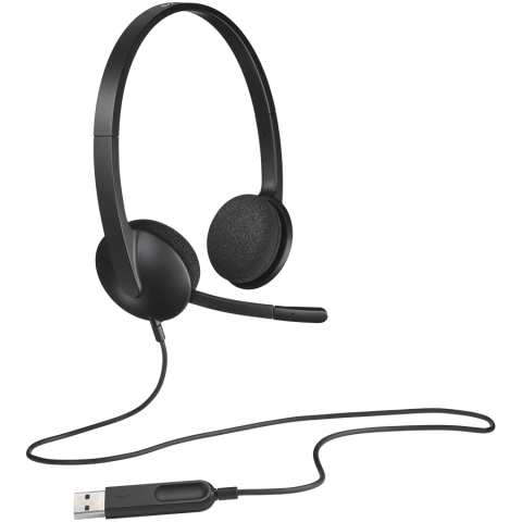 Periferice - LOGITECH H340 Corded Headset - BLACK - USB