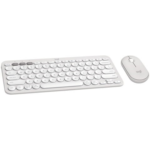 Periferice - LOGITECH Pebble 2 Bluetooth Keyboard Combo - TONAL WHITE - US INT'L