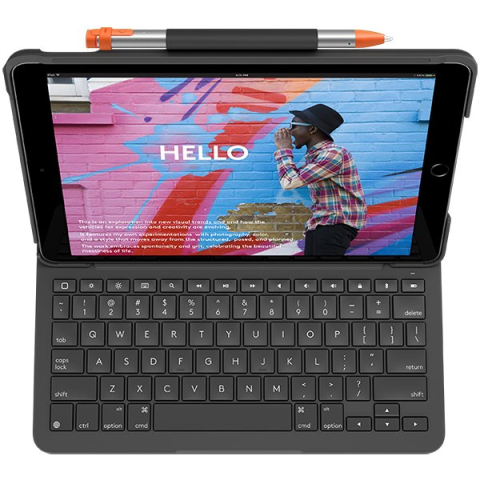 Husă cu tastatură Logitech Slim Folio pentru iPad 10.2", QWERTY UK English, Bluetooth, Graphite [1]