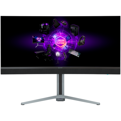 LORGAR 34MP1, UWQHD MiniLED Gaming Monitor Pro, 34'' (3440*1440) VA curved monitor, black/milky grey [1]