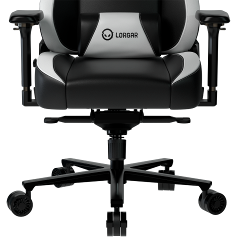 LORGAR Base 311, Gaming chair, PU eco-leather, 1.8 mm metal frame, multiblock mechanism, 4D armrests, 5 Star aluminium base, Class-4 gas lift, 75mm PU casters, Black + white [5]