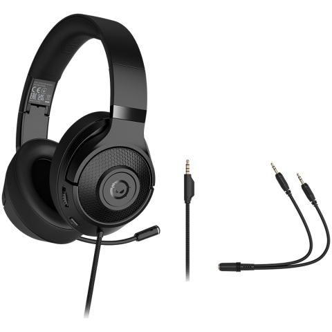 LORGAR Noah 101, Gaming headset with microphone, 3.5mm jack connection, cable length 2m, foldable design, PU leather ear pads, size: 185*195*80mm, 0.245kg, black [4]