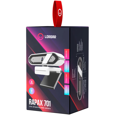 Cameră Web LORGAR Rapax 701 QHD 2K 60 FPS Autofocus USB-C Microfoane Stereo Alb LRG-SC701WT [6]