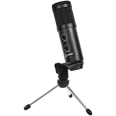 LORGAR Soner 313, Gaming Microphones, Black, USB condenser microphone with Volume Knob & Echo Kob, including 1x Microphone, 1 x 2.5M USB Cable, 1 x Tripod Stand, 1 x User Manual, body size: Φ47.4*158. [6]