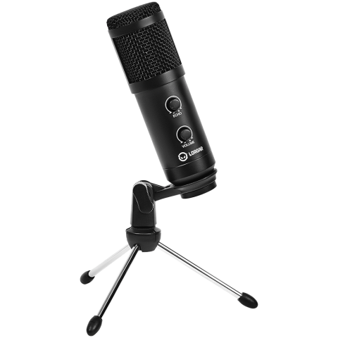 Jocuri si multimedia - LORGAR Soner 313, Gaming Microphones, Black, USB condenser microphone with Volume Knob & Echo Kob, including 1x Microphone, 1 x 2.5M USB Cable, 1 x Tripod Stand, 1 x User Manual, body size: Φ47.4*158.