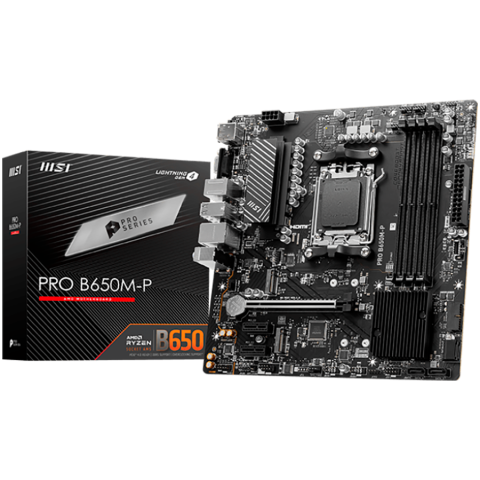 Placi de baza - MSI PRO B650M-P,ATX, Socket AM5,AMD B650, 4xDDR5, Dual Channel DDR5 up to 7200+(OC)MHz,1x PCIe 4.0/3.0 x16 slot,2x M.2 slots,2x USB 3.2 Gen 2 (1x Type-C),2x USB 3.2 Gen 1,4x USB 2.0,1x HDMI,1x DP,2.5G