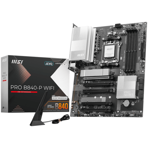 Placi de baza - MSI PRO B840-P WIFI, ATX, Socket AM5, 4x DDR5 Dual Channel DDR5 up to 8000(OC)MHz, 5x PCIe x16 slot, 2x M.2 slot, 4x USB 2.0, 2x USB 5Gbps, 1x USB 10Gbps, 1x USB 10Gbps Type-C, HDMI, 7.1 HD Audio, 2.5