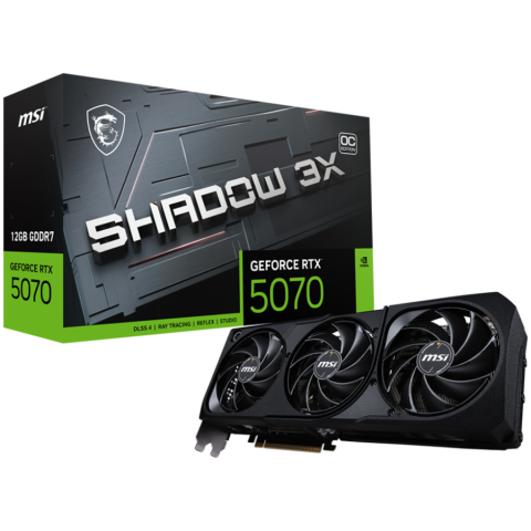 Plăci video - MSI Video Card Nvidia GeForce RTX 5070 12G SHADOW 3X OC (12GB GDDR7/192bit, PCI-E Gen5, 3x DP 2.1, 1x HDMI 2.1, 1x 16-pin Power Connector, Retail)