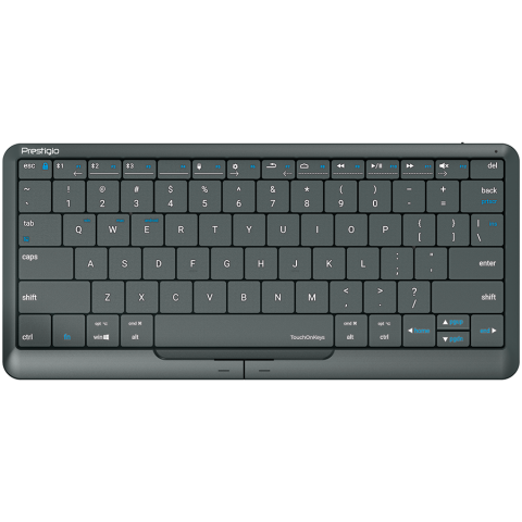 Prestigio Click&Touch 2, wireless multimedia smart keyboard with touchpad embedded into keys, auto-switch between keyboard and touchpad modes, touch multimedia sliders, left and right physical "mouse" [1]