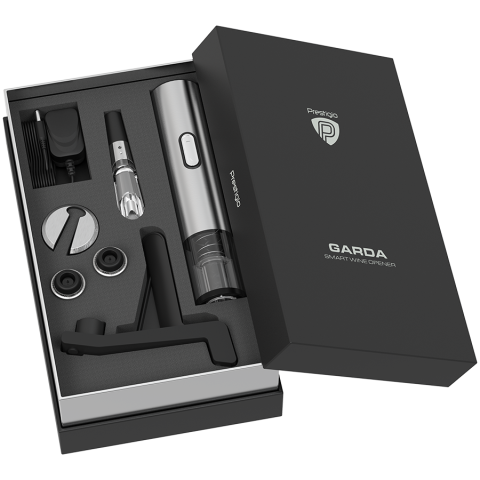 Prestigio Garda, smart wine opener, simple operation with 2 buttons, aerator, vacuum stopper preserver, foil cutter, opens up to 50 bottles wihout recharging, premium design, 500mAh battery, Dimension [16]