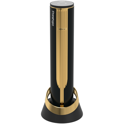 Electronice/Electrocasnice - Prestigio Maggiore, smart wine opener, 100% automatic, opens up to 70 bottles without recharging, foil cutter included, premium design, 480mAh battery, Dimensions D 48*H228mm, black + gold color.