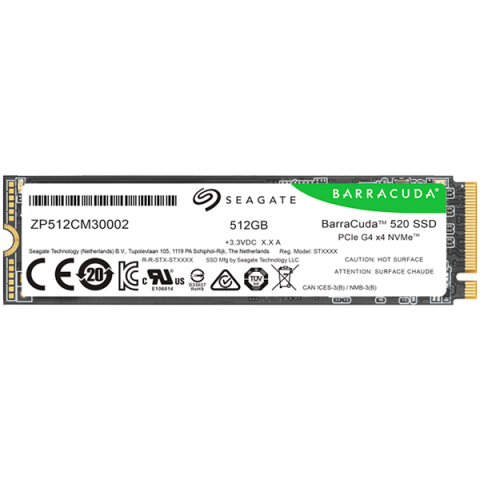 SSD - SSD SEAGATE BarraCuda 520 512GB M.2 2280-S2 PCIe Gen4 x4 NVMe 1.4, Read/Write: 5000/3800 MBps, TBW 200