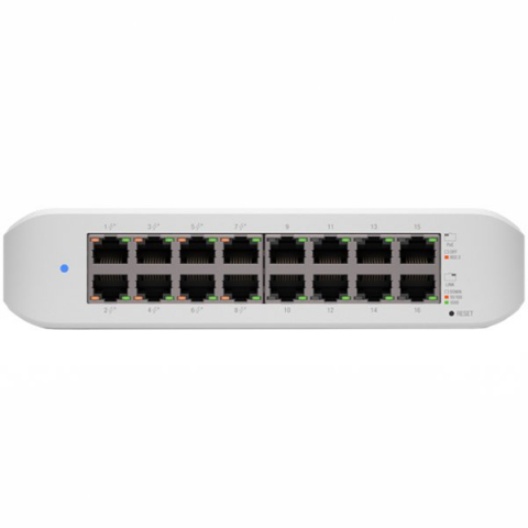 Retelistica - UBIQUITI Lite 16 PoE; (8) GbE PoE+, (8) GbE ports; 45W total PoE availability; Wall mountable.