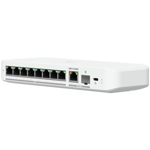 Retelistica - Ubiquiti switch USW-FLEX-2.5G-8-POE 8-port 2.5 GbE PoE++, 10 GbE PoE+++ input port for power / SFP+ port combo