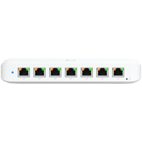 Switch-uri - Ubiquiti USW-Ultra-210W-EU compact, Layer 2, 8-port GbE PoE switch with versatile mounting options, 7x GbE PoE+ output ports, GbE port with optional PoE++ input, 202W PoE availability with the include