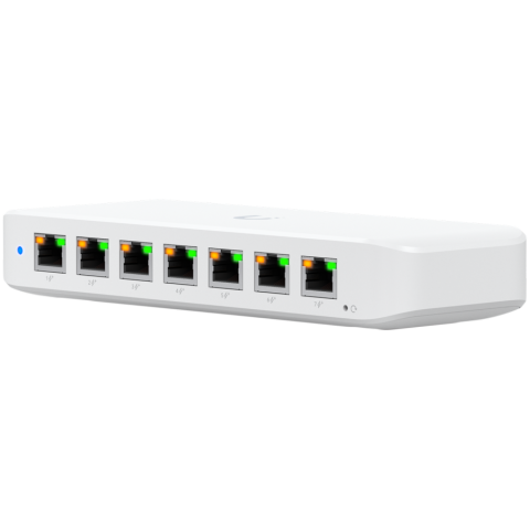 Ubiquiti USW-Ultra-210W-EU compact, Layer 2, 8-port GbE PoE switch with versatile mounting options, 7x GbE PoE+ output ports, GbE port with optional PoE++ input, 202W PoE availability with the include [1]