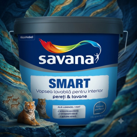 Vopsea Lavabila - vopsea-lavabila-interior-savana-smart-2-5-litri-alb