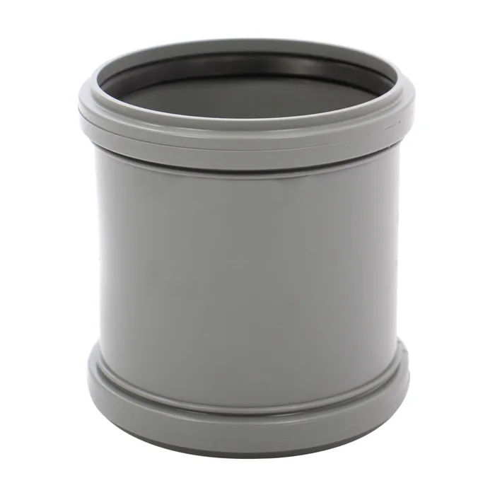 Teava PP/PVC si fitinguri - mufa-dubla-polipropilena-imbinare-tevi-scurgere-gri-40mm