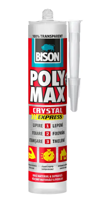 Siliconi, adezivi si benzi - Adeziv și etanșeizant de construcții Bison Poly Max Cristal transparent 300 g