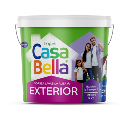 Vopsea Lavabila - Vopsea lavabilă CasaBella 15L pentru exterior, culoare alb mat, rezistentă la UV – yceinstal.ro
