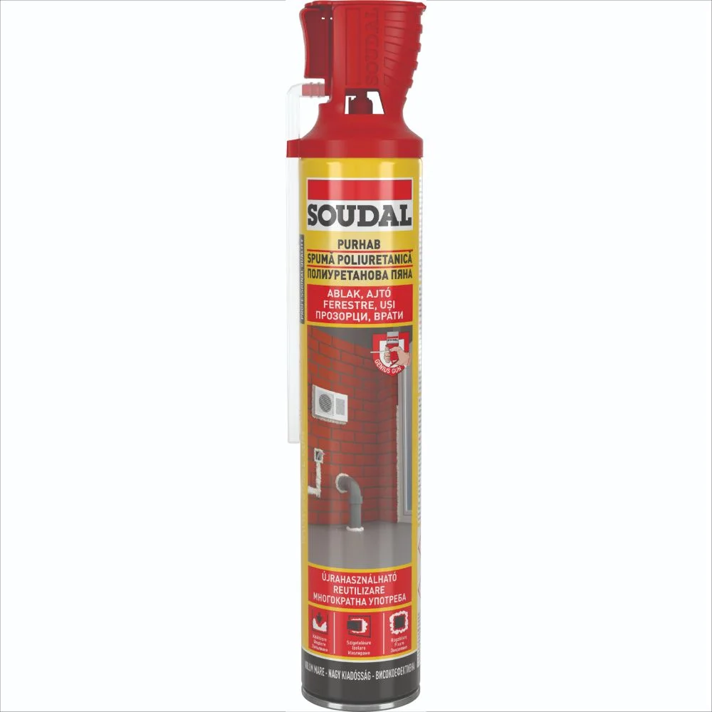 Spuma de izolare si montaj - Spumă poliuretanică Soudal 750ml, izolare termică și fonică, aplicare manuală – yceinstal.ro