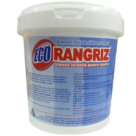 Vopsea Lavabila - Vopsea lavabilă ecologică Rangriz 1L, alb interior, emisii scăzute COV – yceinstal.ro