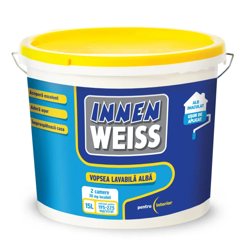 Vopsea Lavabila - Vopsea lavabilă Innenweiss 3D, 8.5L, alb mat, putere mare de acoperire pentru interior – yceinstal.ro