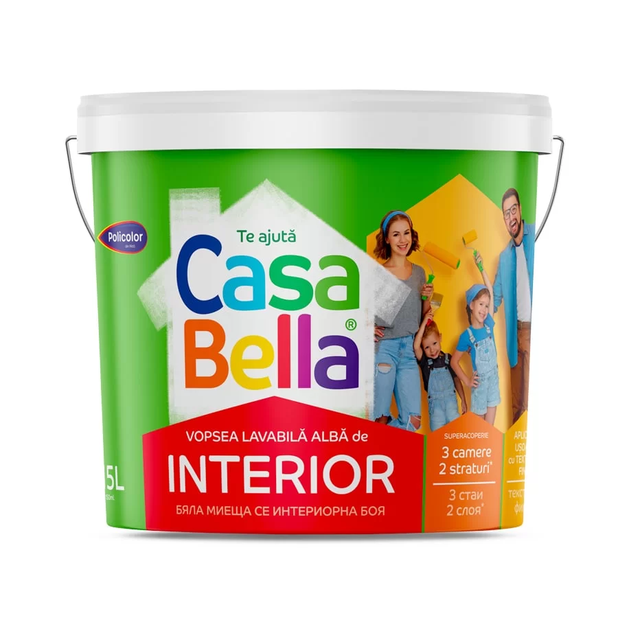 Materiale De Constructii - Vopsea lavabilă CasaBella 8.5L pentru interior, alb mat, putere bună de acoperire – yceinstal.ro