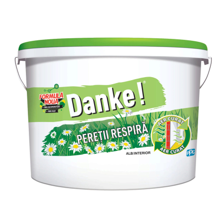 Vopsea Lavabila - Vopsea lavabilă Danke Peretii Respira 2.5L, alb mat, format mic pentru retușuri – yceinstal.ro