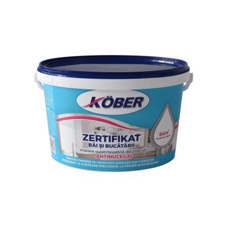 Materiale De Constructii - Vopsea lavabilă Kober Zertifikat 4.5L pentru baie și bucătărie, antimucegai, culoare alb – yceinstal.ro