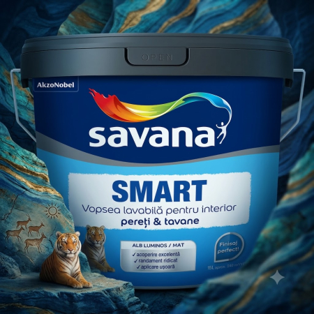 Vopsea Lavabila - vopsea-lavabila-interior-savana-smart-15-litri-alb