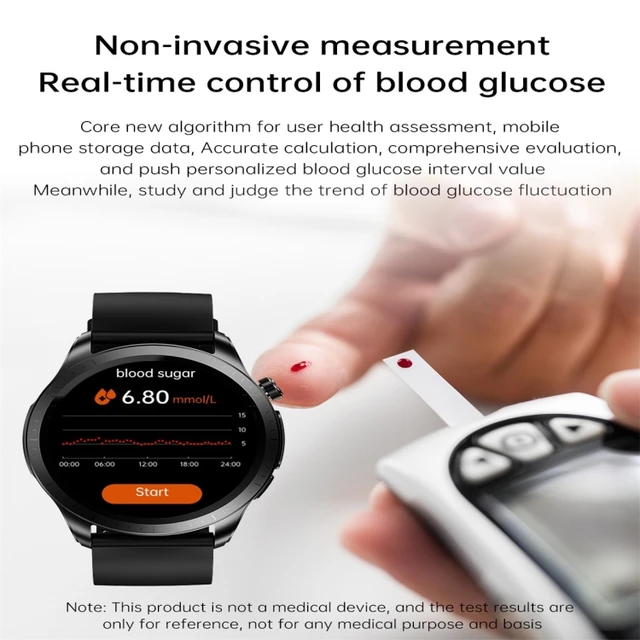 Ceas Smartwatch, Masurare glicemie,.YNNA®, Tensiune arteriala, EKG, Monitorizare somn, Negru [3]