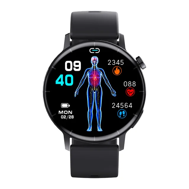 Ceas Smartwatch, . YNNA®, Masurare glicemie, Meniu in limba Romana, Apel Bluetooth, Tensiune arteriala, EKG, Negru [4]