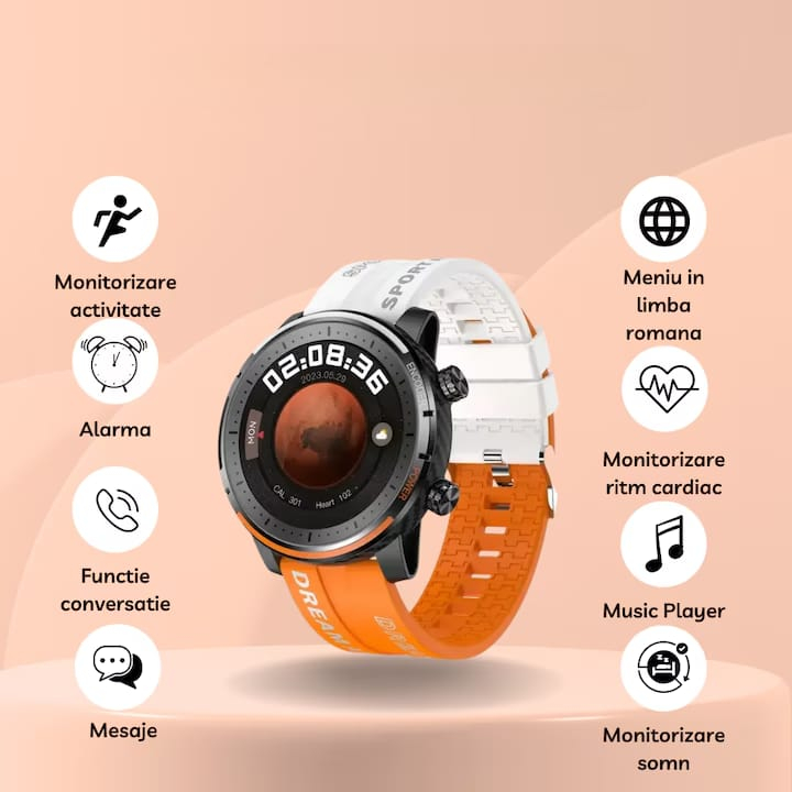 Smartwatch YNNA®  Sport ,Apel Bluetooth, Notificări Media, Monitorizare Cardiacă & Somn, Multi Sport [4]