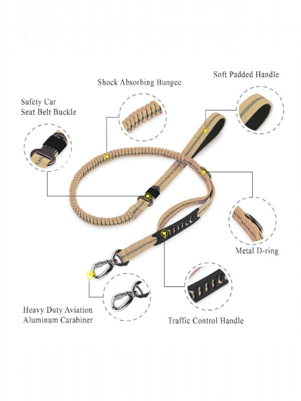 Lesa Elastică Tactică YNNA® ,Caine, Prindere Centură Auto, Anti-Șoc, până la 70 kg, Kaki [4]
