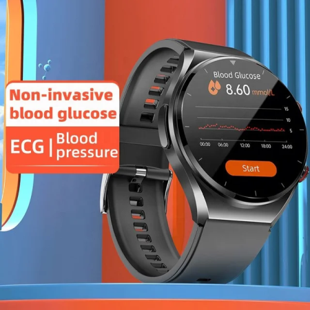 Ceas Smartwatch, Masurare glicemie,.YNNA®, Tensiune arteriala, EKG, Monitorizare somn, Negru [0]