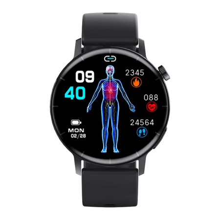Ceas Smartwatch, . YNNA®, Masurare glicemie, Meniu in limba Romana, Apel Bluetooth, Tensiune arteriala, EKG, Negru [3]