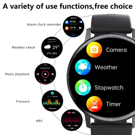 Ceas Smartwatch, . YNNA®, Masurare glicemie, Meniu in limba Romana, Apel Bluetooth, Tensiune arteriala, EKG, Negru [5]