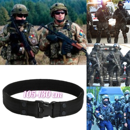 Curea Tactică YNNA® Combat, Reglabilă 105-130 cm, Negru – Durabilitate și Confort [2]