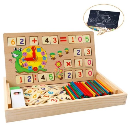 Jucarii & Copii - Joc Educativ Multifuncțional,Lemn .YNNA®, Numărare, Calcul Matematic și Tablă de Scris pentru Copii