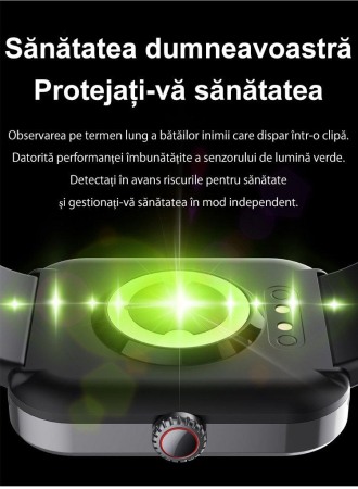 Smartwatch, cu functii pentru glicemie,Roz,Negru, Smartwach. [2]