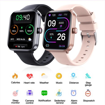 Smartwatch, cu functii pentru glicemie,Roz,Negru, Smartwach. [6]