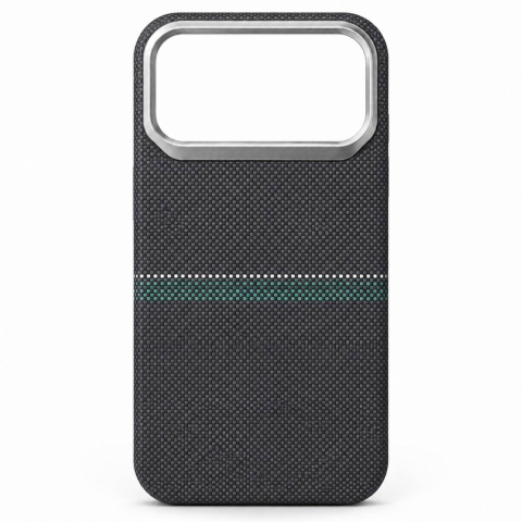 Huse telefoane - Husa protectie iPhone 17 Pro, Line Green, Slim Carbon MagSafe