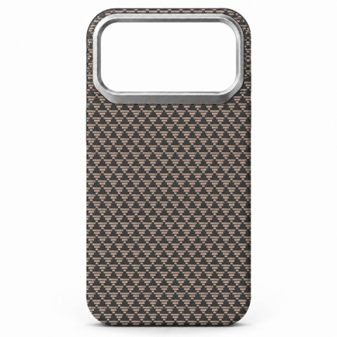 Huse telefoane - Husa protectie iPhone 17 Pro Max, Weave Bronze, Slim Carbon MagSafe