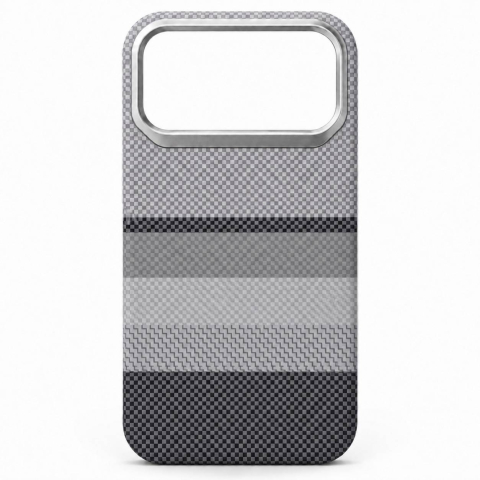 Huse telefoane - Husa protectie iPhone 17 Pro, Grid Grey, Slim Carbon MagSafe